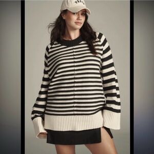 Maeve Chandler Black and cream Striped Sweater